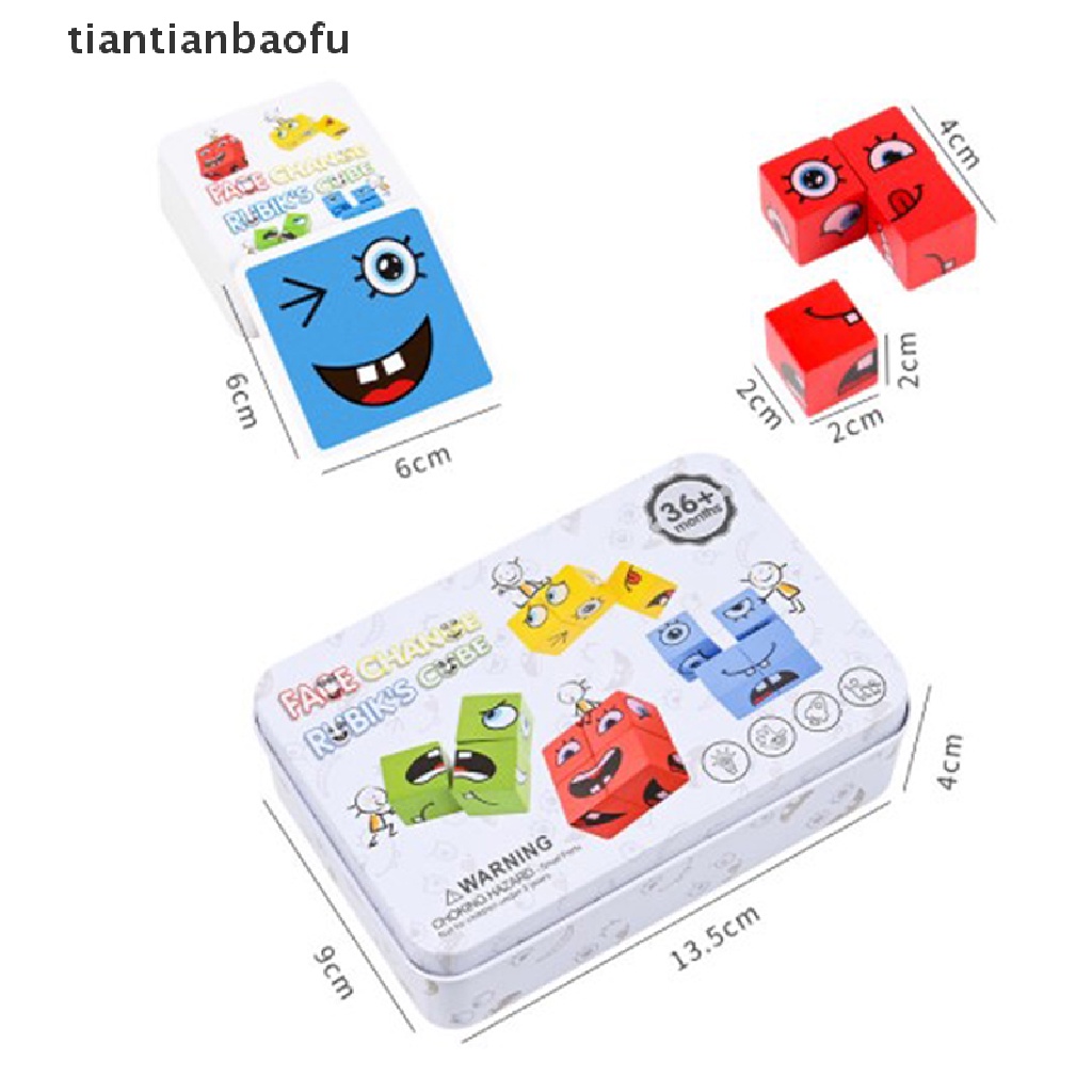 [tiantianbaofu] Facechanging Magic Cube Building BlockGame Matching Expression Puzzle Mainan Butik