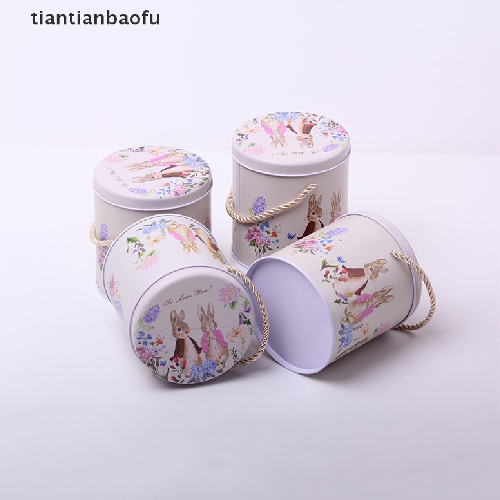 [tiantianbaofu] White Rabbit Toffee Carry Box Vintage Koper Penyimpanan Tin Metal Candy Box Butik