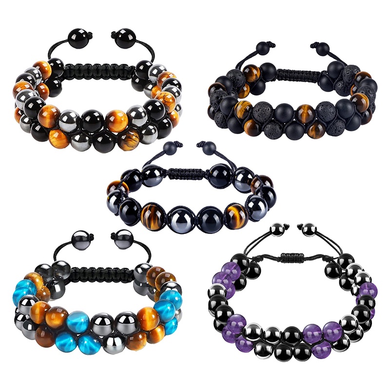 Gelang Perlindungan Alami Biru Kuning Tigers Eye Hematite 8mm Beads Crystal Bracelet Gelang Penyembuhan Untuk Pria Wanita Membawa Kemakmuran Keberuntungan Dan Kesehatan