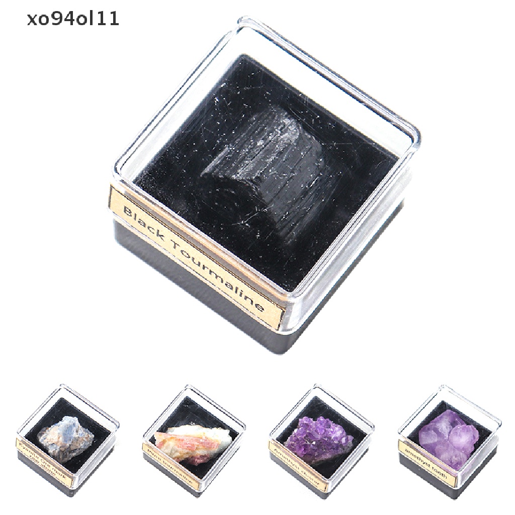 Xo Bijih Batu Kristal Alami Amethyst Cluster Energy Box Koleksi Spesimen Fosil OL