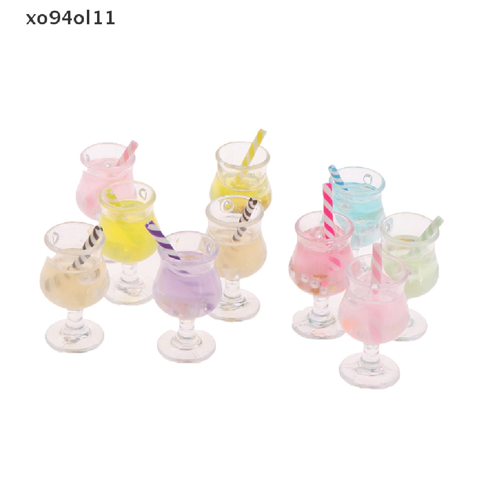 Xo 2pcs1per12rumah Boneka Miniatur juice cup Mini Cocktail Minuman Mainan Untuk Rumah Boneka OL