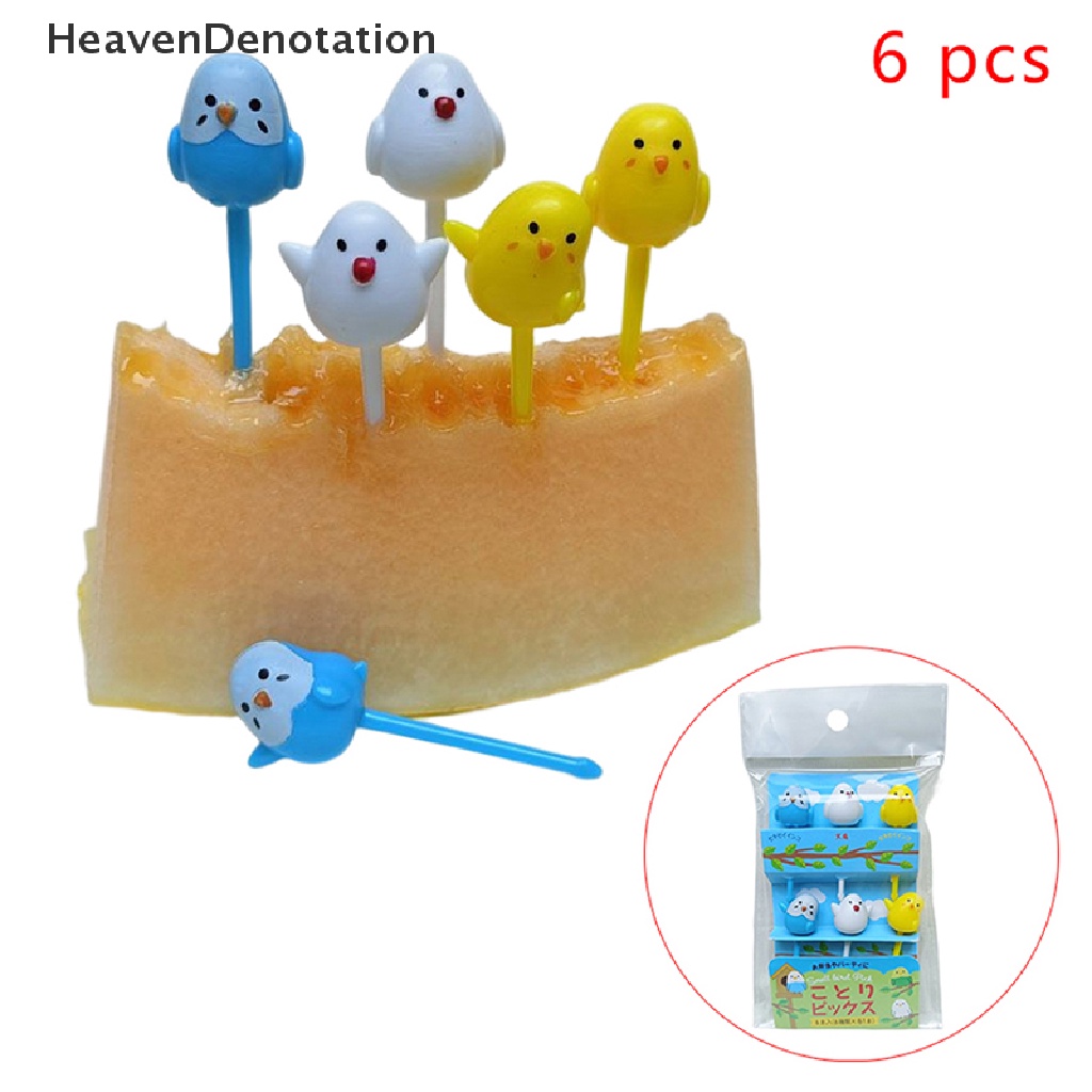 [HeavenDenotation] 6pcs/s Cute Mini Chick Food Picks Anak Snack Kue Dessert Makanan Garpu Buah HDV