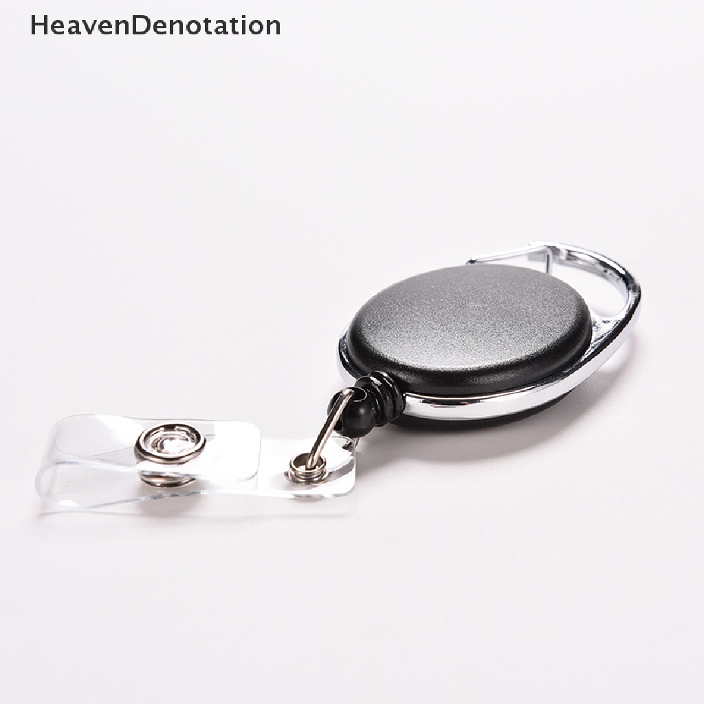 [HeavenDenotation] Recoil Dapat Ditarik ID Badge Lanyard Name Tag Kunci Card Holder Belt Klip Hitam HDV