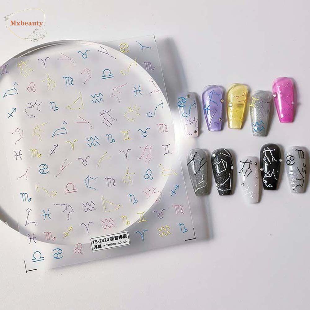 Mxbeauty Kartun Stiker Kuku Wanita Pink Love Hati Hewan Rasi Bintang Beruang Hiasan Kuku