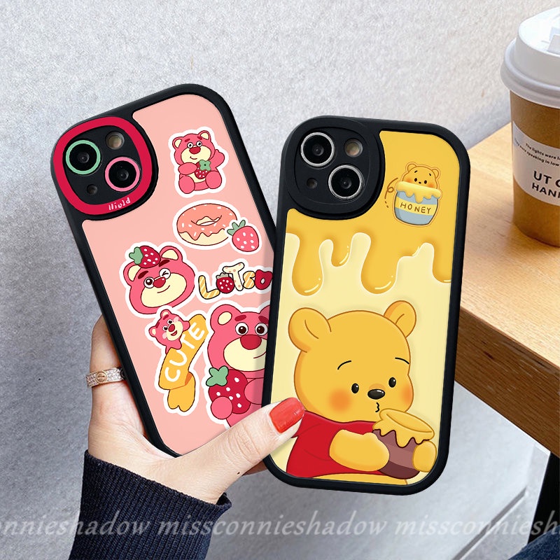 Casing Pasangan Untuk Hot10 9 11 Play Hot10 Lite Infinix Smart5 6 Hot 10T 10s 11s Infinix Note8 Fashion Kartun Strawberry Bear Manyo Cute Winnie The Pooh Shockporoof Soft Tpu Case