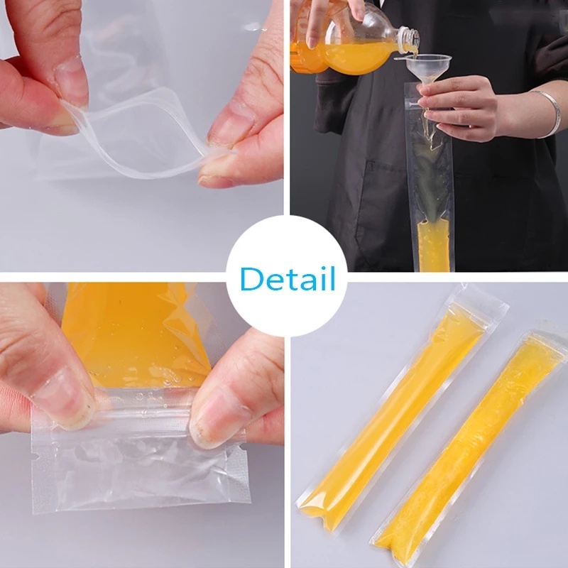 20 Pcs Food Grade Disposable Ice Pops Mold DIY Self-styled Bag Popsicle Ice Cream Yogurt Bags Alat Dapur Rumah Tangga