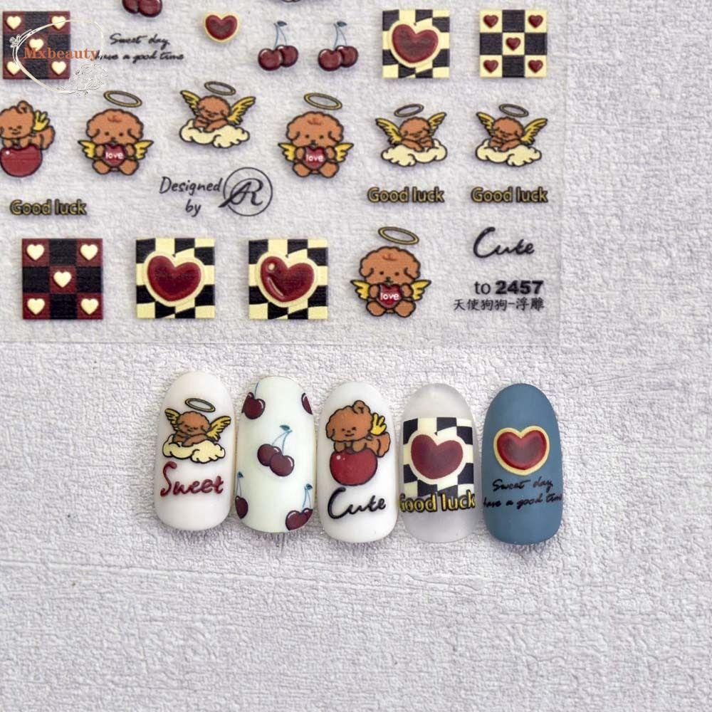 Mxbeauty Stiker Kuku Motif Tahun Baru Cina / Anjing / Melody Untuk Aksesoris Nail Art / Manicure