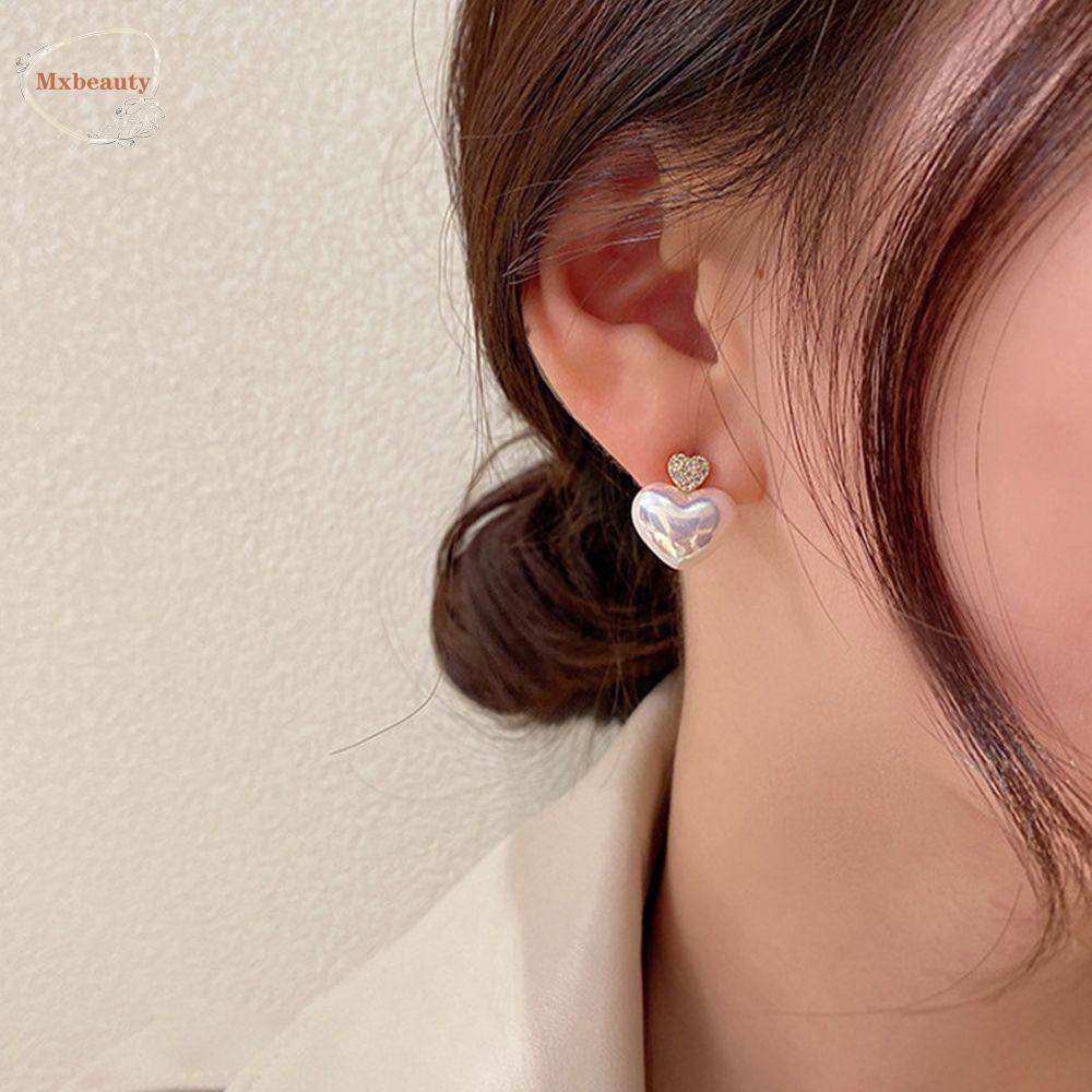 Mxbeauty Wanita Anting Pejantan Manis Geometris Hadiah Temperamen Kristal Mutiara Drop Earrings