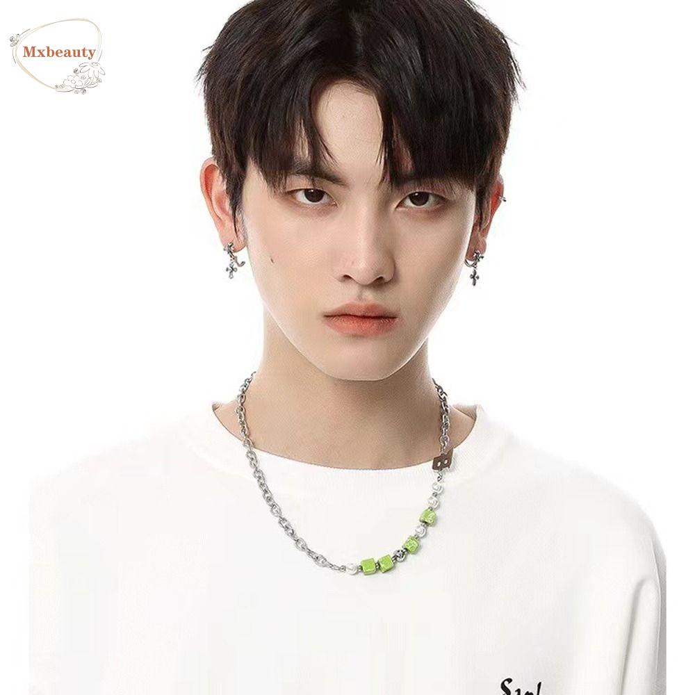 Mxbeauty Pria Hip-hop Kalung Indah Unisex Mutiara Sederhana Pasangan Gadis Hadiah Sweater Rantai Huruf B Wanita Gelang