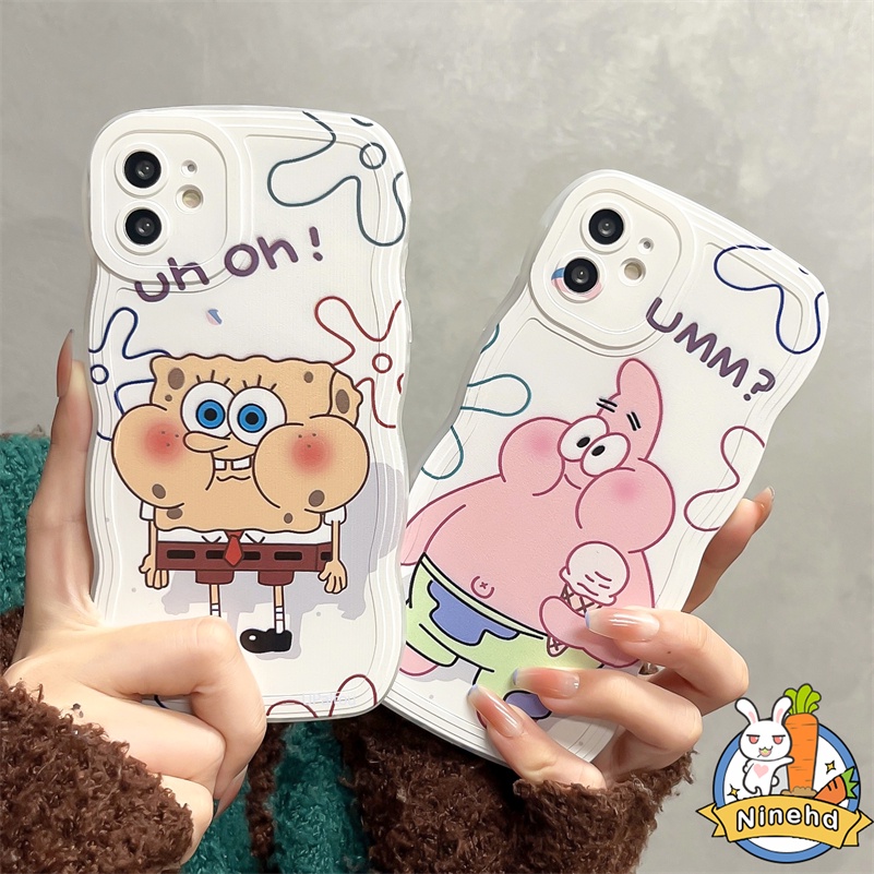 Casing Kompatibel Untuk iPhone14 13 12 11 Pro Max X Xr Xs Max8 7 6 6s Plus SE 2020 Pasangan Lucu Patrick Star Perlindungan Lensa Anti Gores Bening Lembut Silikon Shockproof Phone Case