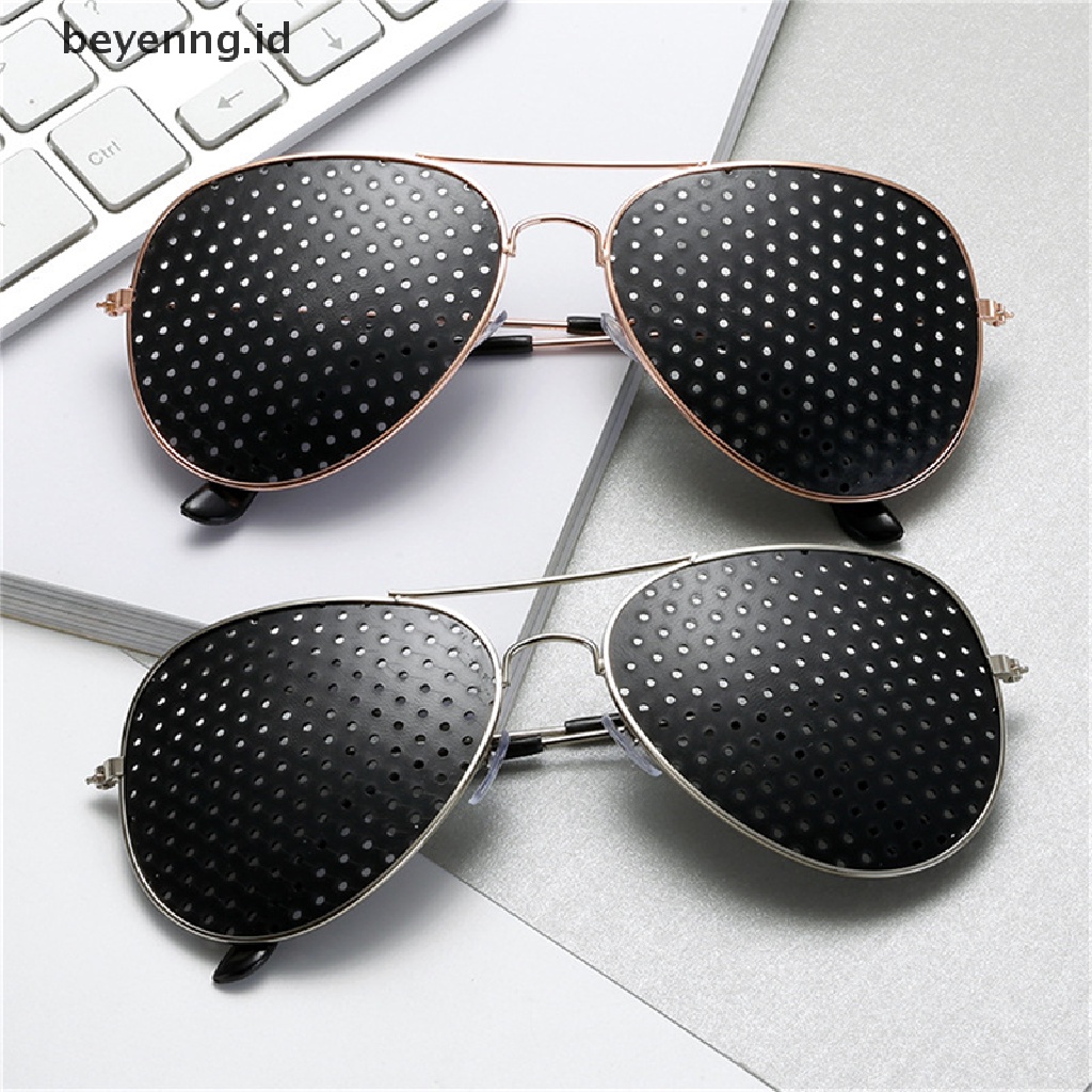 Beyen Retro Pinhole Sunglasses Lubang Kecil Kacamata Pembenah Penglihatan Kacamata Unisex ID