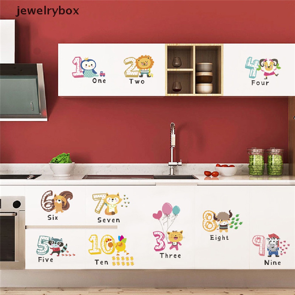 [jewelrybox] 1set Lucu animal number alphabet wall er Kamar Anak Dekorasi Rumah wall decals Boutique