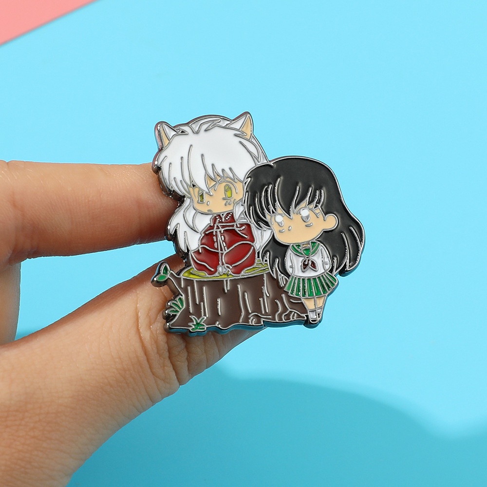 Fashion Kartun Anime Jepang Lucu Inuyasha Dan Higurashi Kagome Logam Bros Ornamen Hadiah Untuk Teman Kostum Aksesoris