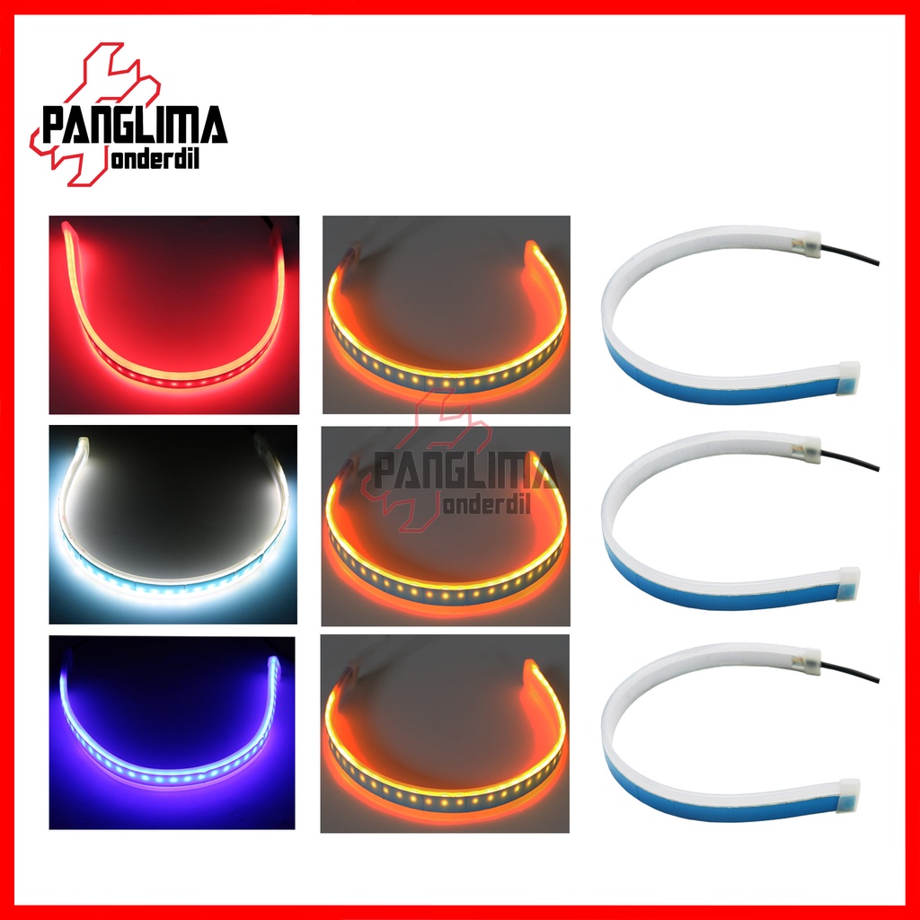 Lampu LED 2 Mode Diam-Running Variasi Alis DRL Elastis-Flexible Waterproof-Tahan Air 30 Cm 1 Pc Putih Merah Biru Pink Kuning