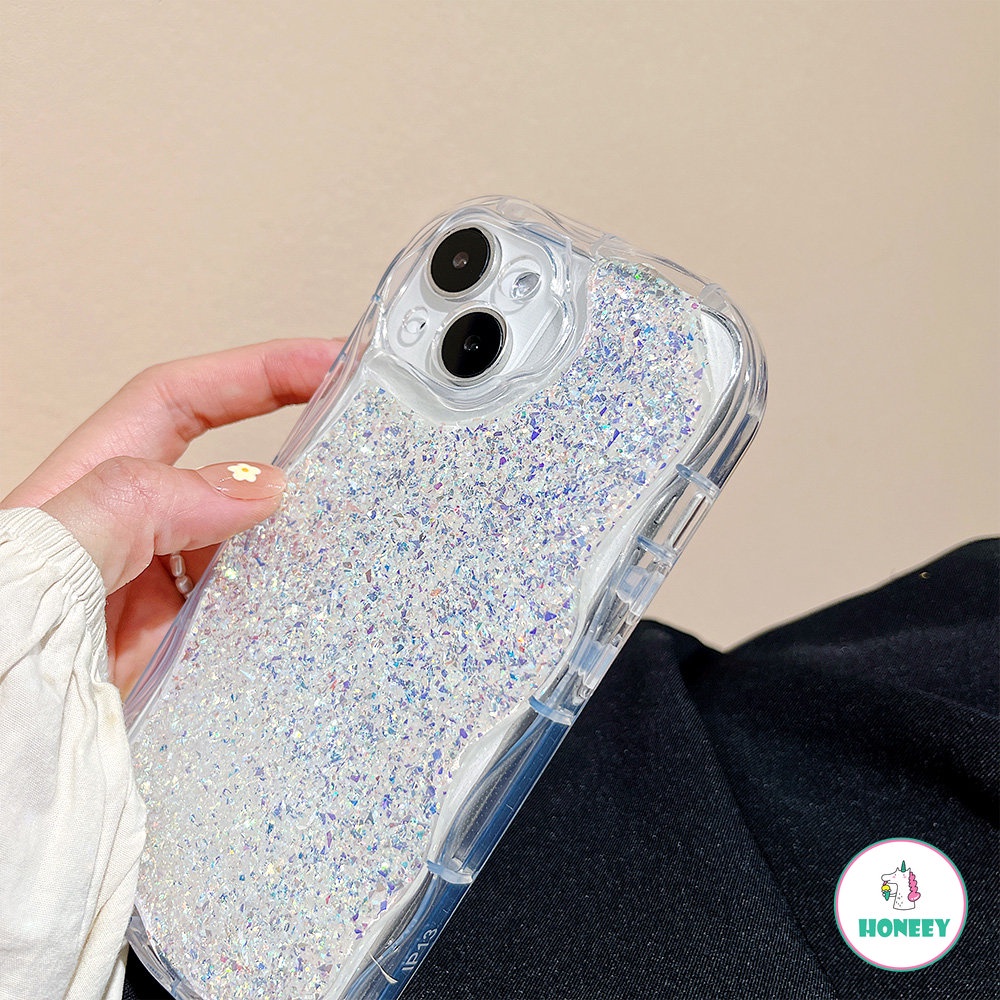 IPHONE Casing Ponsel Transparan Bling Glitter Mewah Untuk Iphone11 12 13 14 Pro Max 14plus X XR XS Max Drip Perekat Soft Cover