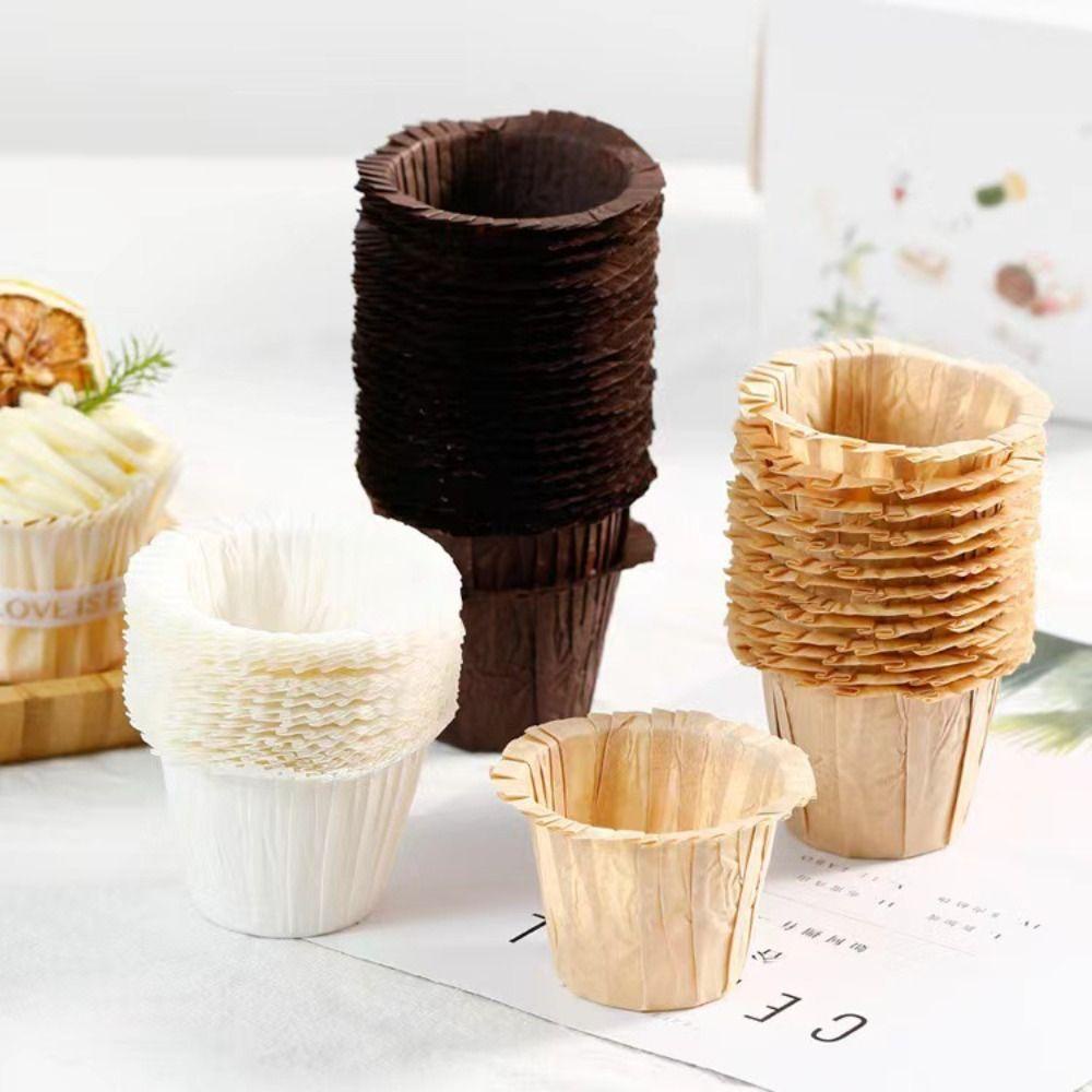 [Elegan] Gelas Kertas Kue Bulat Tahan Suhu Tinggi Pesta Paper Cup Cetakan Dessert Egg Tarts Plate