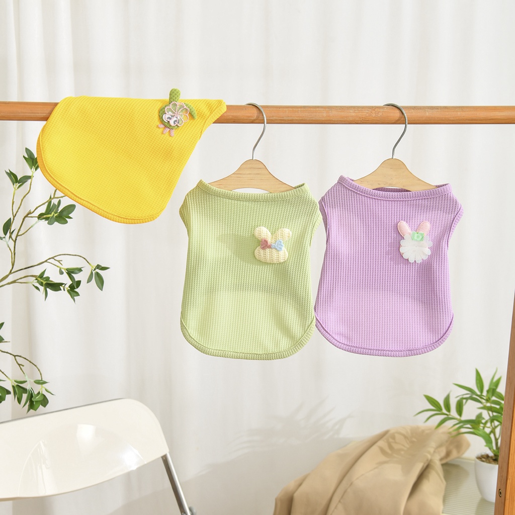Kucing Dan Anjing Pakaian Hewan Peliharaan Musim Panas Keren Dan Bernapas Rompi Pet Pakaian Sederhana Dan Lucu Kelinci Bintang Aksesoris