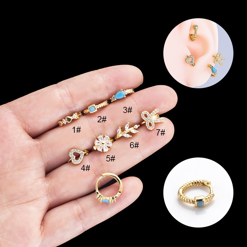 1biji 8mm Hoop Cartilage Earring Tragus Pinna Helix Piercing Silver Gold Ikatan Simpul Bentuk Hati