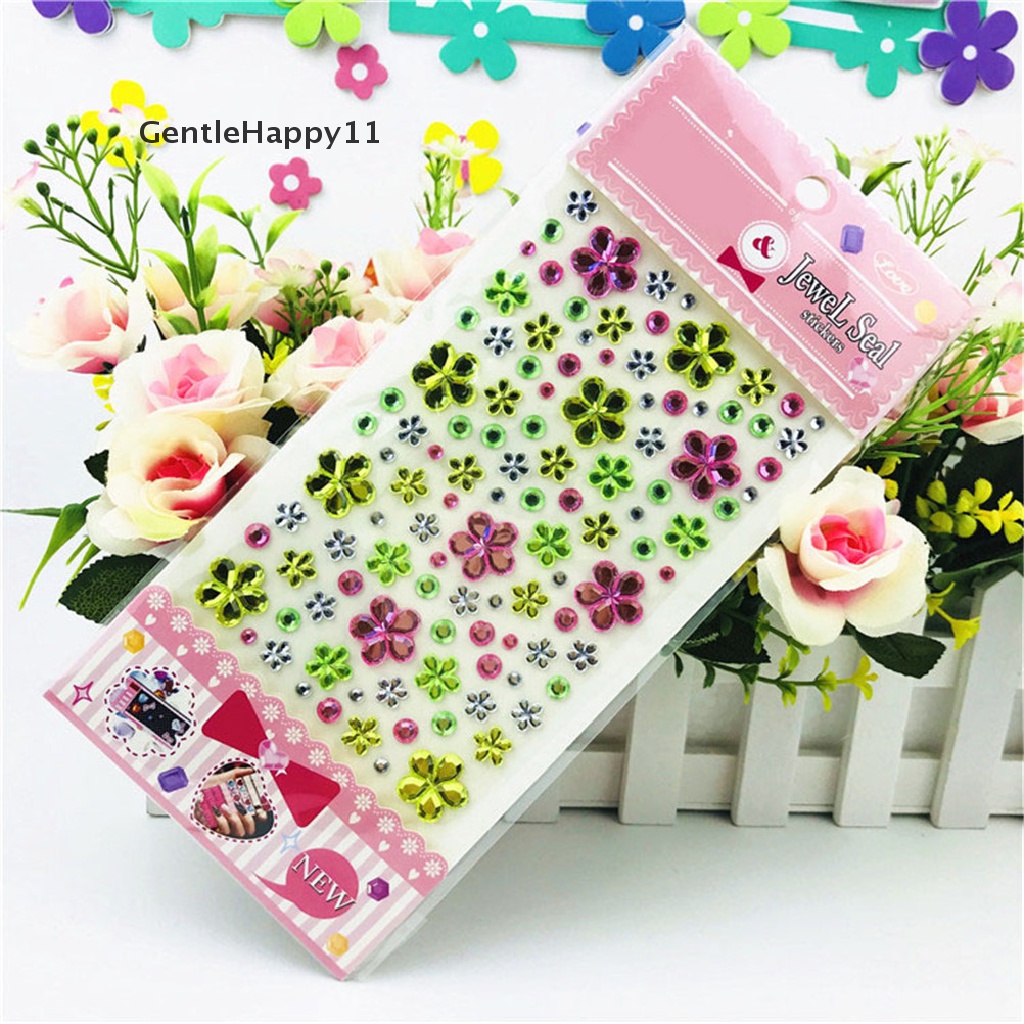 Gentlehappy Self Adhesive Glitter Bunga Kristal Permata Permata Diamond Stiker Berlian Imitasi Strip id