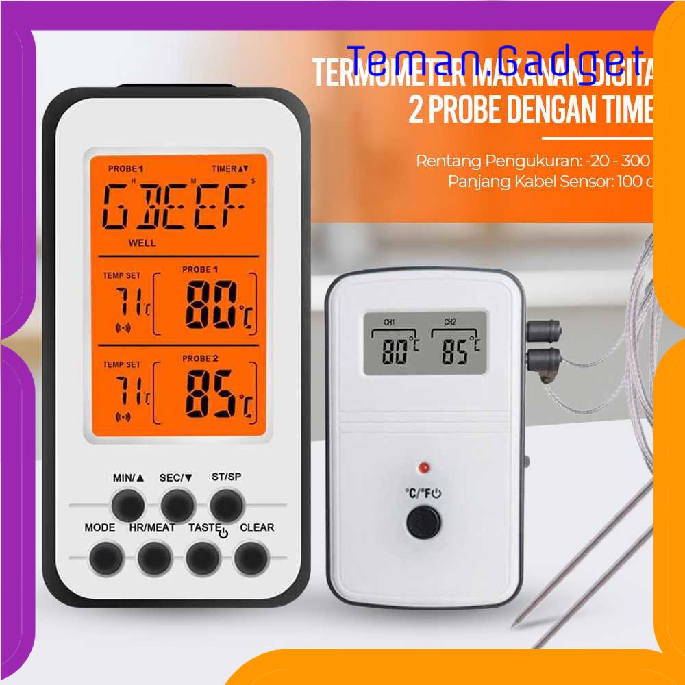 TG - DPR Anpro Termometer Makanan Daging Digital Wireless 2 Probe with Timer - KN6008-2