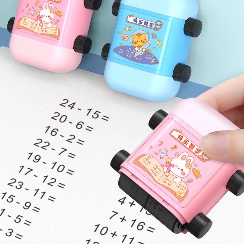 Stylish 2in1 Penjumlahan Dan Pengurangan Perkalian Dan Pembagian Mengajar Cap Lucu Kreatif Double-Head Roller Segel Mengajar Digital Dalam100Ajar Matematika Untuk Anak-Anak