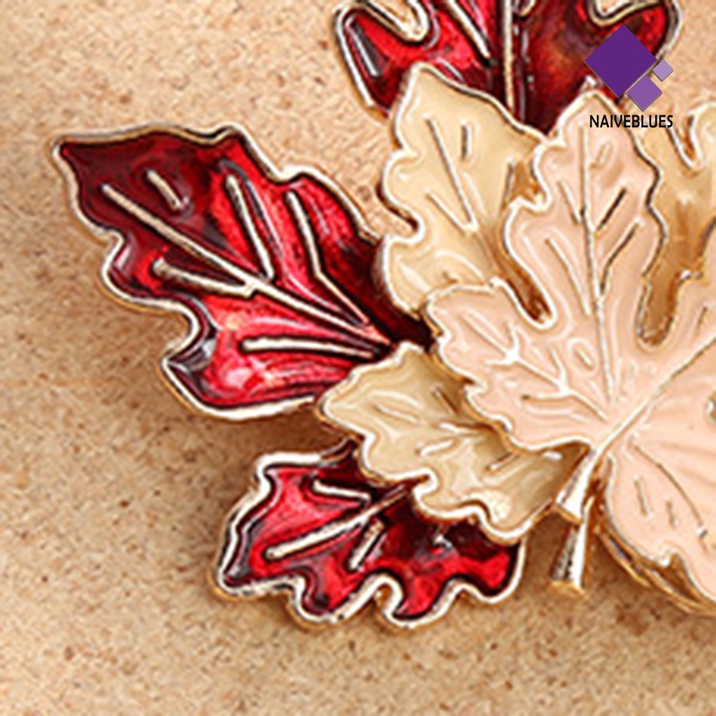 &lt; Naiveblues &gt; Bros Lucu Banyak Digunakan Paduan Maple Leaf Fox Brooch Pin Harian