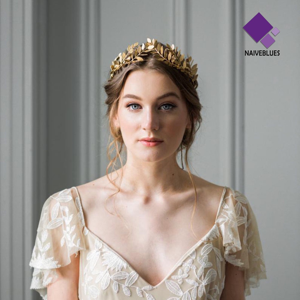 &lt; Naiveblues &gt; Fashion Wanita Daun Mahkota Bando Aksesoris Rambut Pesta Pernikahan