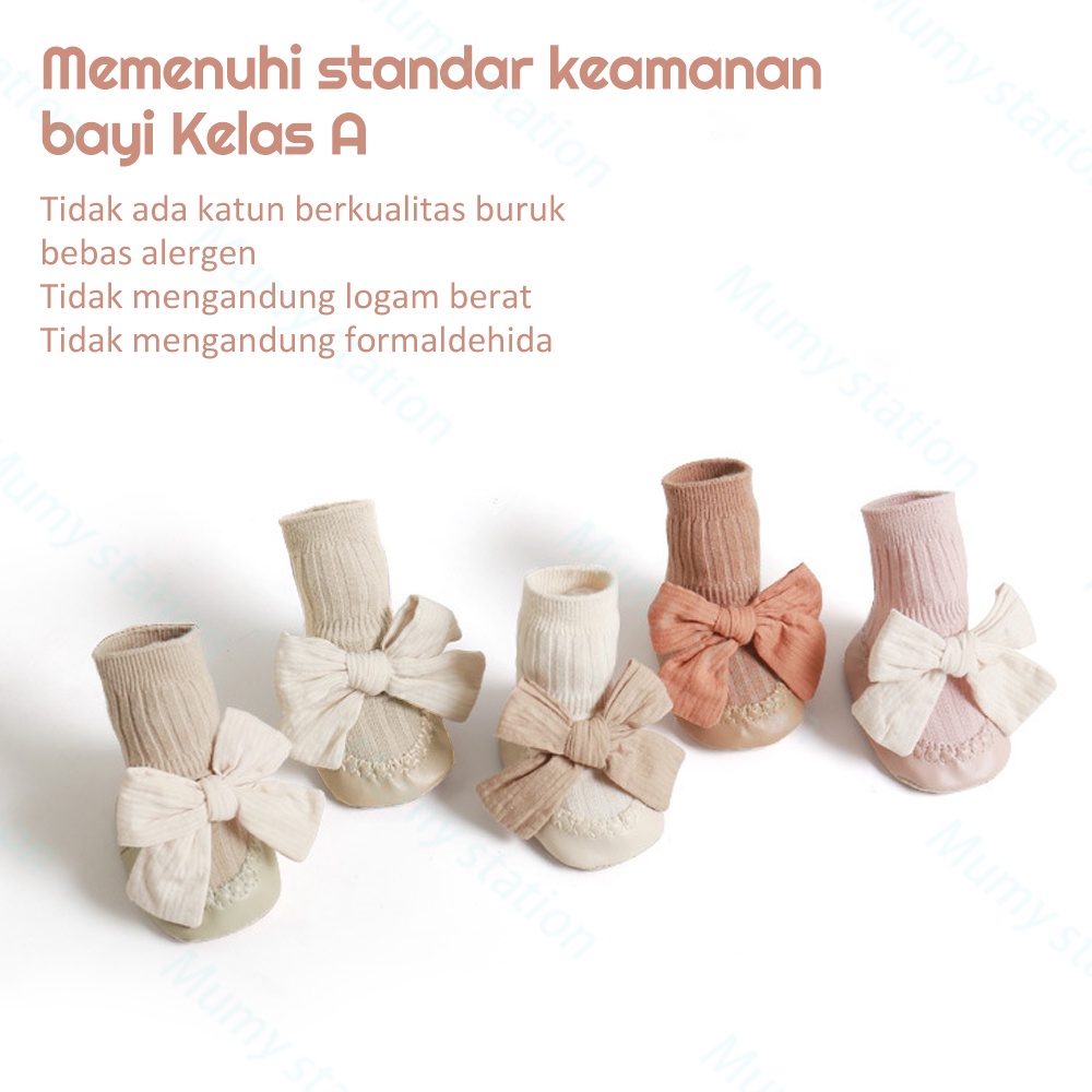 Mumystation Kaos kaki Bayi Pita Bow Anti Slip Sepatu Bayi Prewalker Shoes Baby Girl