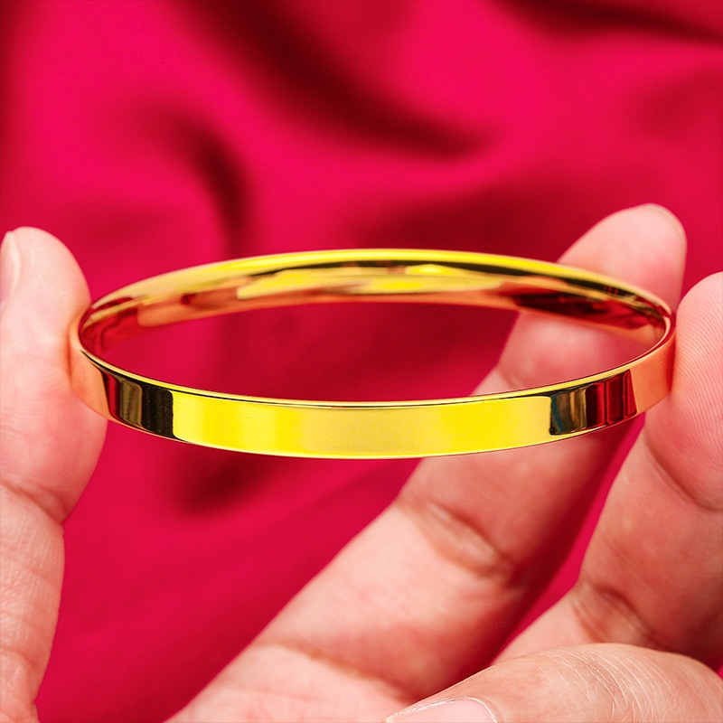 Goldkingdom Aksesoris Fashion 24K Bangkok Aksesoris Stok Wanita Baru Tertutup Gelang Lapis Emas Mengkilap Gelang