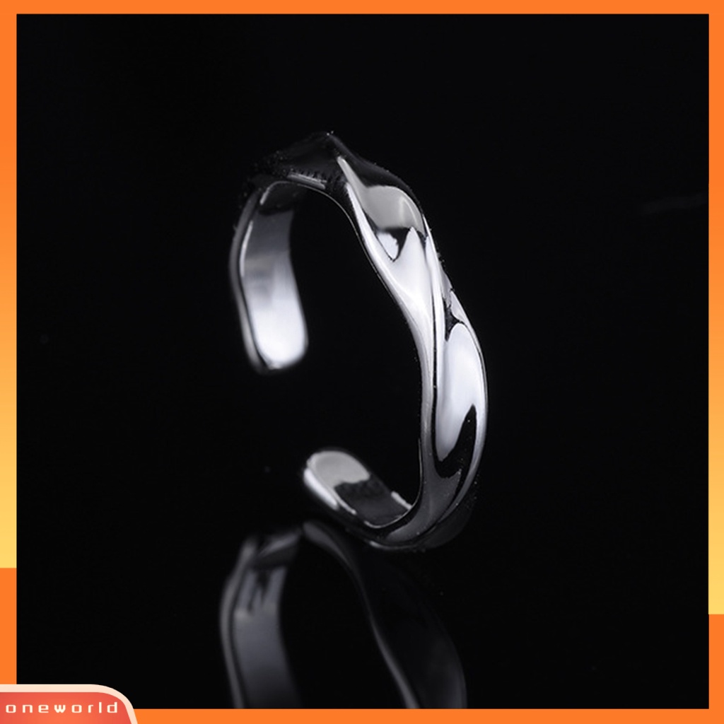 [EONE] Lebar Poles Electroplating Halus Pria Cincin Sederhana Baja Titanium Terbuka Jari Band Perhiasan Aksesoris