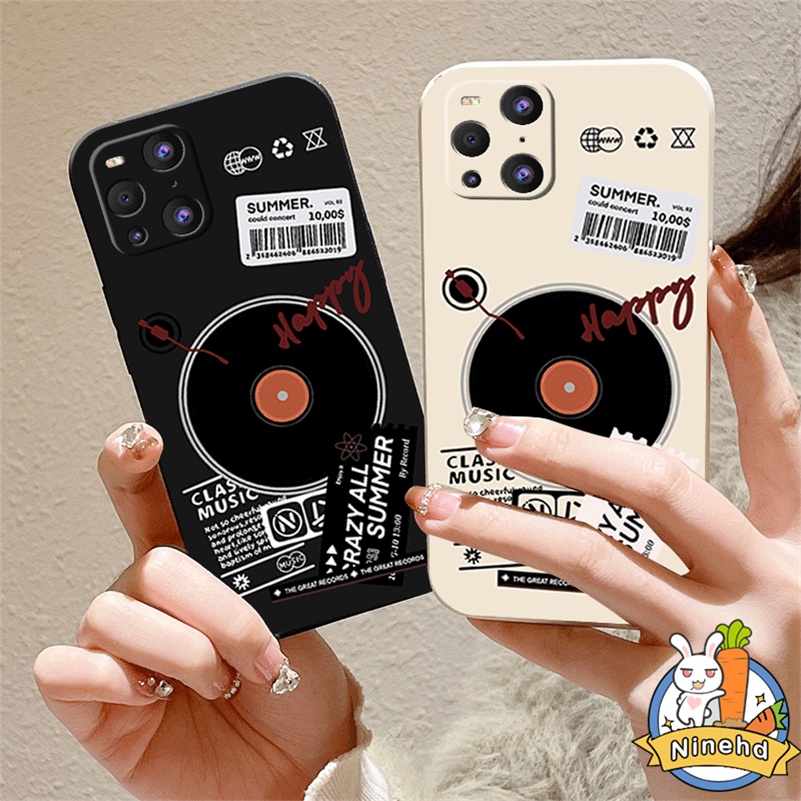 IPHONE Casing Kompatibel Untuk Iphone14 13 12 11 Pro Max X Xr Xs Max8 7 6 6s Plus SE 2020 Pola Rekam Vinyl Canggih Tepi Lurus Pelindung Lensa Shockproof Lens Protector Phone Case