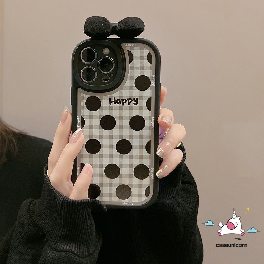 Casing Infinix Smart 6 5 Hot 11 10T 10s 11s 10 9 Play Hot 10 Lite 10T 10s 11 11s Note 8 Motif Kotak Titik Gelombang Retro Kartun Lucu 3D Ikatan Simpul Hias Soft Case