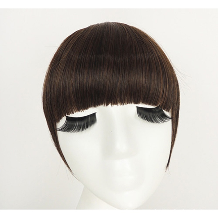 Beyen Fringe Clip In On Poni Ekstensi Rambut Lurus Coklat Hitam * Seperti human hair ID