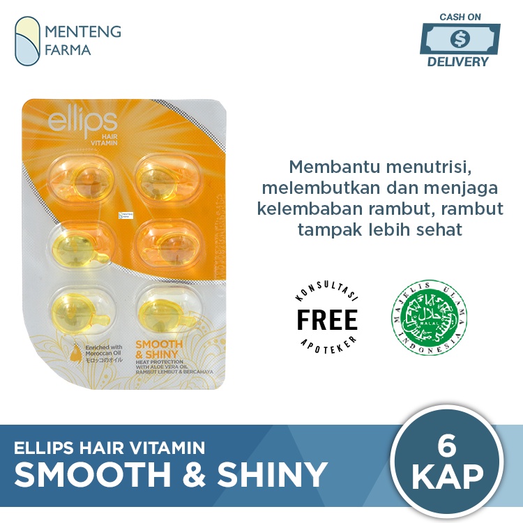 Ellips Hair Vitamin Smooth &amp; Shiny 6 Kapsul - Vitamin Rambut untuk Rambut Halus dan Lembut