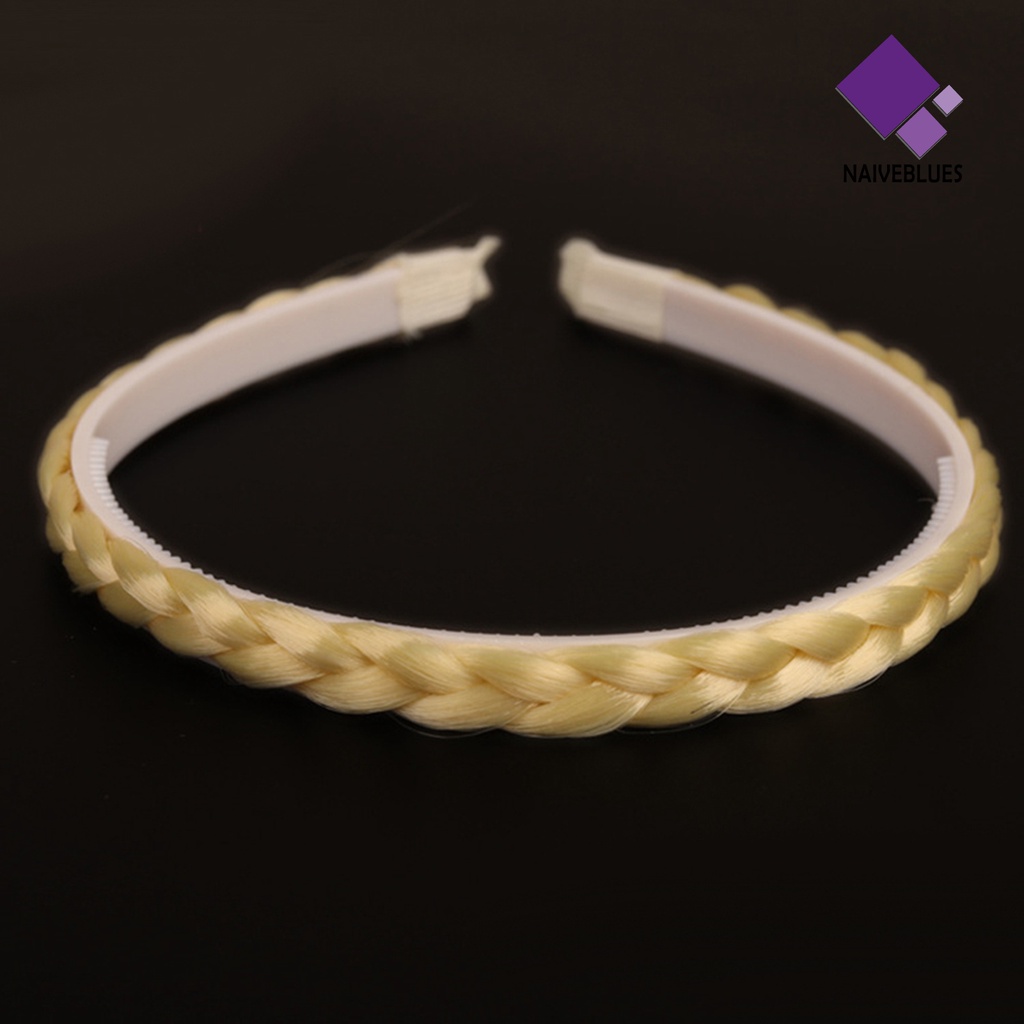 &lt; Naiveblues &gt;1/1.5/1.8cm Wanita Rambut Hoop Sintetis Wig Dikepang Hiasan Kepala Bando