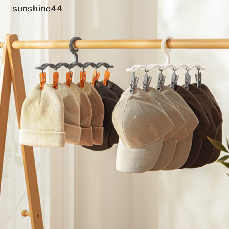 Sunshine Household Caps Holder Satu Baris 6jepit Rak Penyimpanan Topi Gantungan Kaos Kaki ID