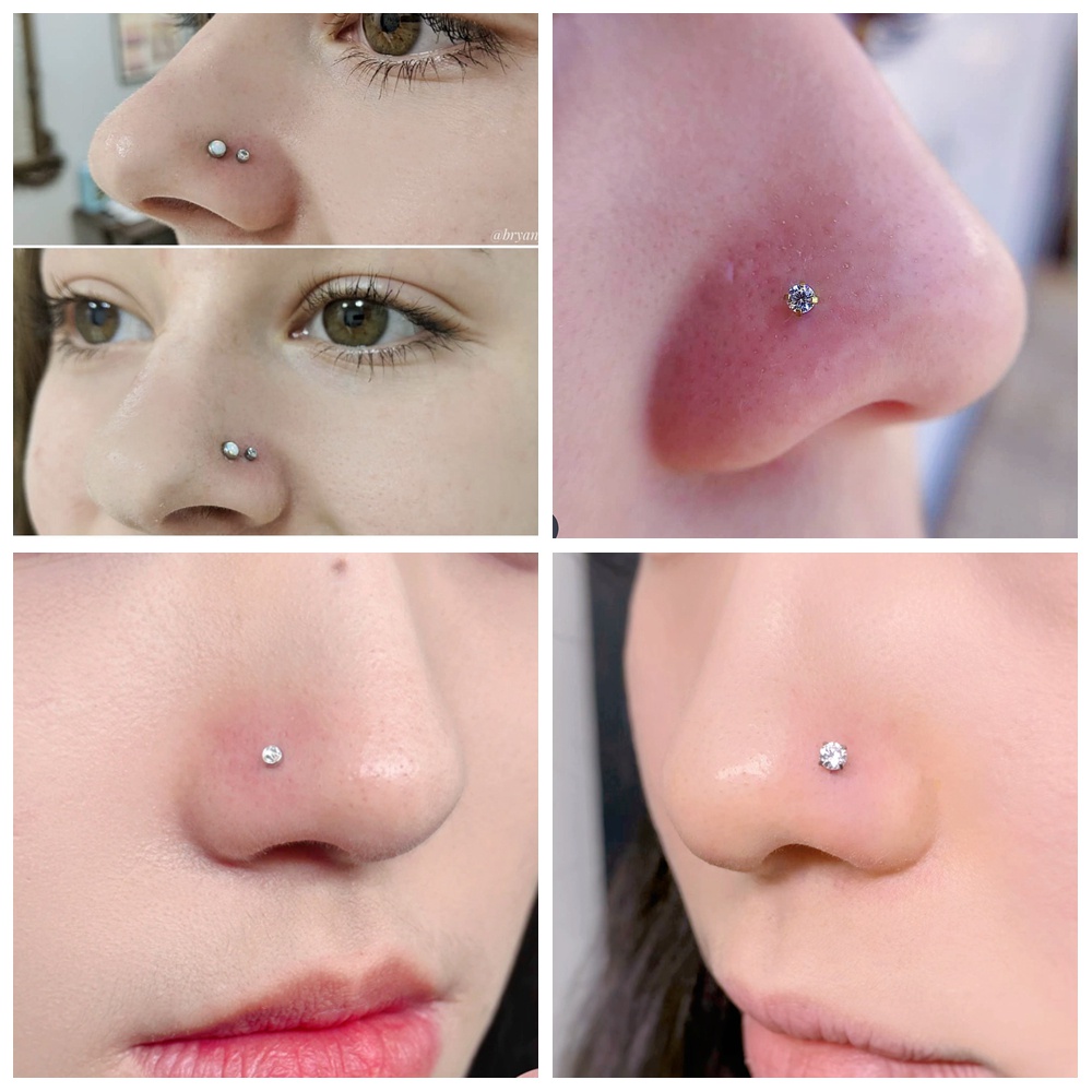 1pc 2.5/2.5/3.5mm Tindik Hidung Kristal925 Sterling Silver Nose Stud Zircon Nostril Piercing Bentuk L Hidung Stud 18G/20G