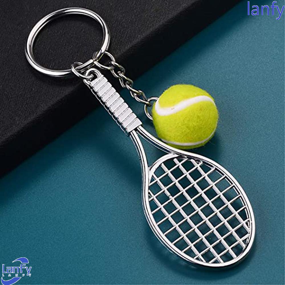 Lanfy Gantungan Kunci Raket Tenis Lucu Untuk Hadiah Gantungan Kunci Mobil Key Rings Metal 6warna Gantungan Kunci Mini