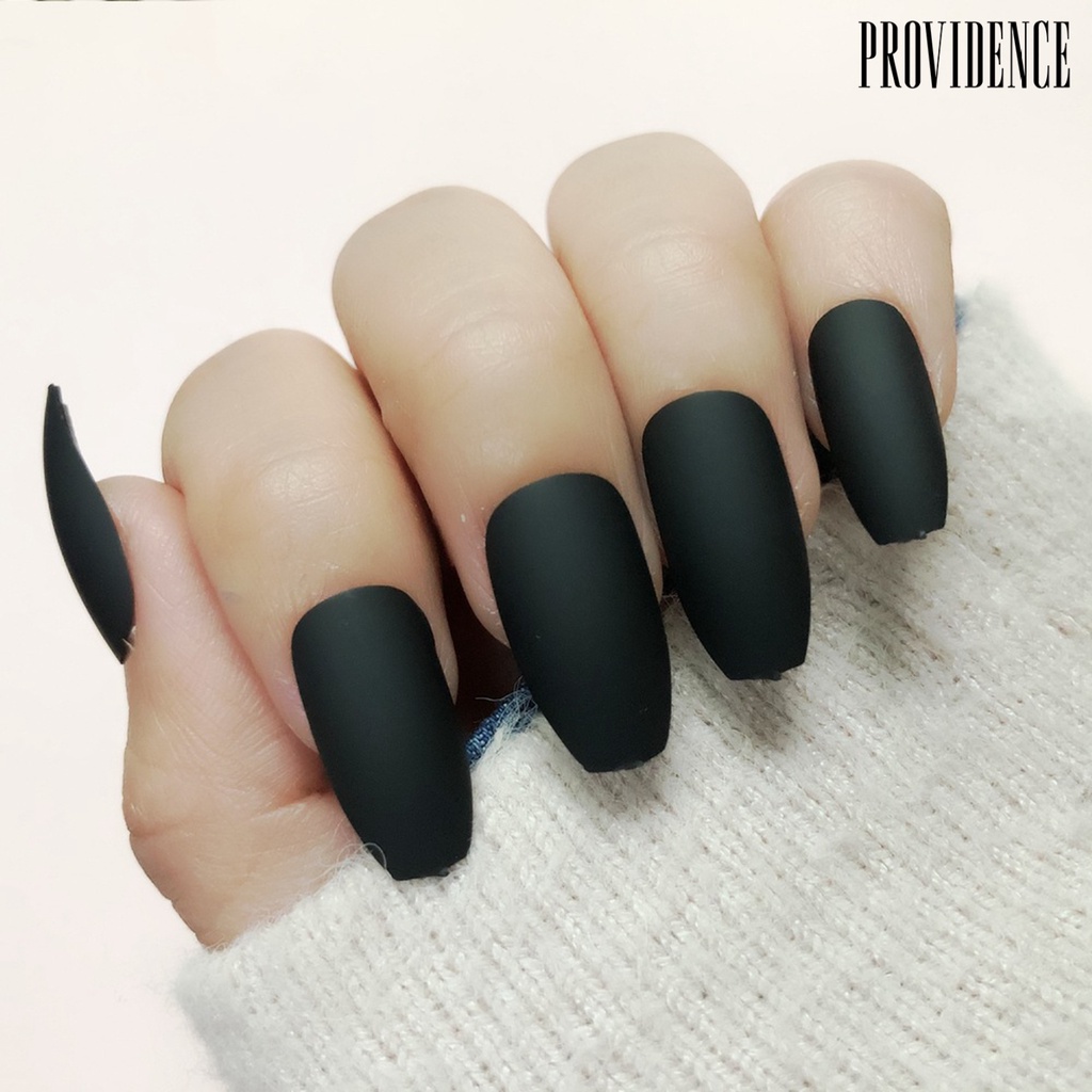 Providence 480/576Pcs Tips Ekstensi Kuku Efek Matte Runcing Flat Tips Wearable Nail Art Tips Panjang Bentuk Palsu Aksesoris Manicure