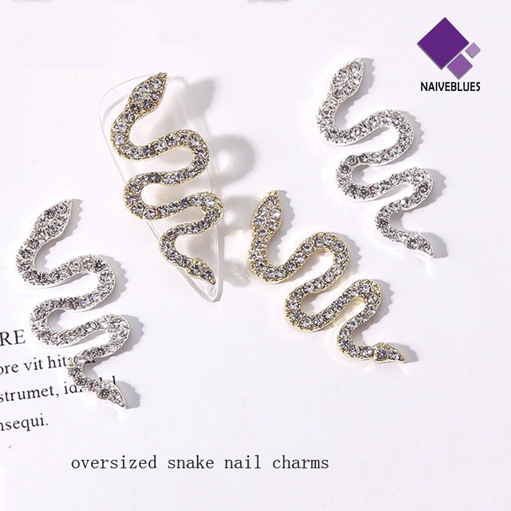 [naiveblues] 10pcs/set Hiasan Kuku DIY Perhiasan Glitter Minimalis Ular Novelty Nail Jewelry Wanita