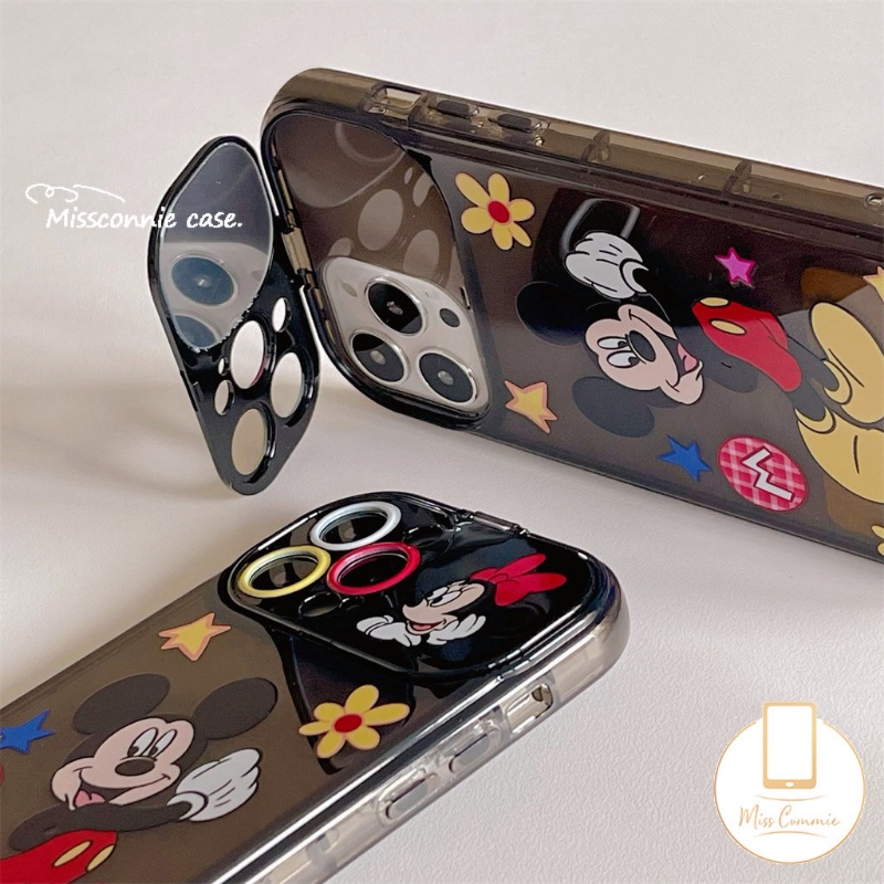 Lovely Creative Flip Make Up Mirror Case Untuk Y11 Y12i Y12 Y17 Y20 Y15 Y20s Y20i Y91C Y20G Y20s G Y12S Y1S Y11s Y30G Y20A Y12A Kartun Disney Mickey Bunga Shockproof Soft Case