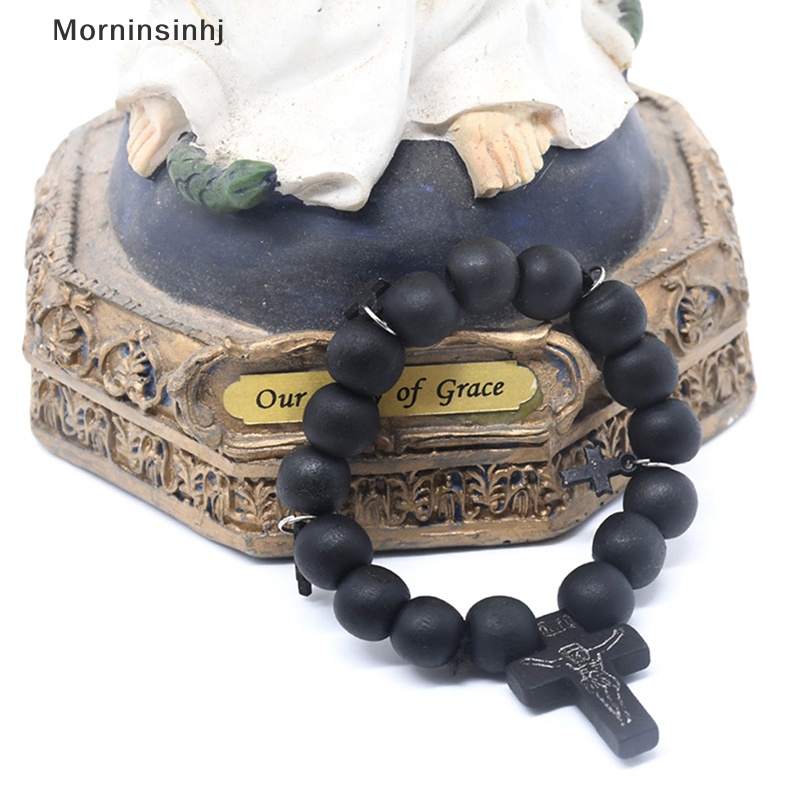 Mornin Retro Christ Jesus Beads Cross Gelang Pria Wanita Perhiasan Religi Hadiah id