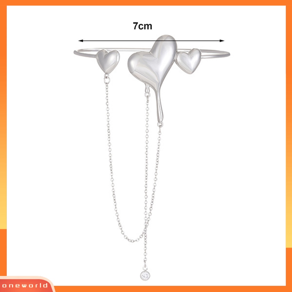 [EONE] Cincin Lengan Elegan Adjustable Tembaga Gaya Eropa Amerika Bentuk Hati Upper Cuff Rumbai Rantai Perlengkapan Pesta