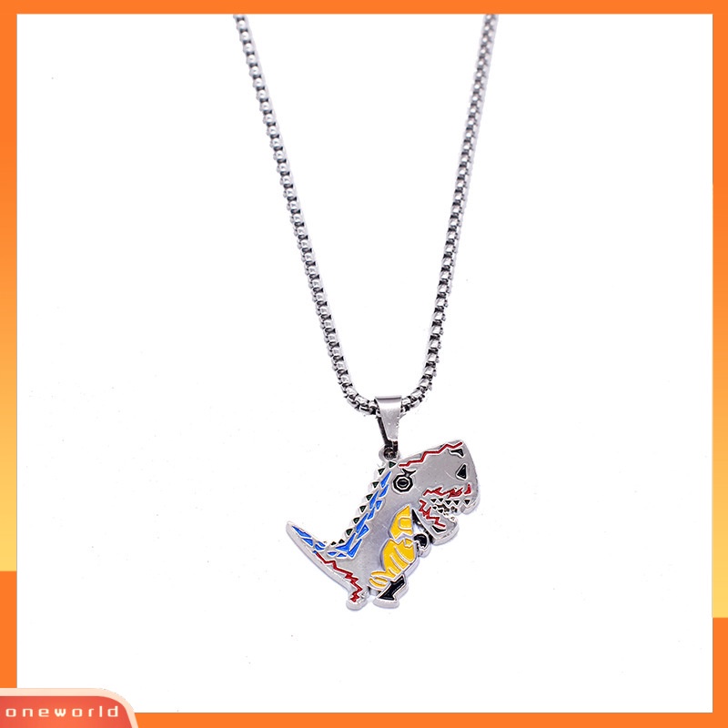[EONE] Sweater Kalung Geometris Hewan Liontin Electroplating Anti-Karat Leher Ornamen Tahan Luntur Punk Lucu Dinosaurus Rantai Kalung Perhiasan Aksesori