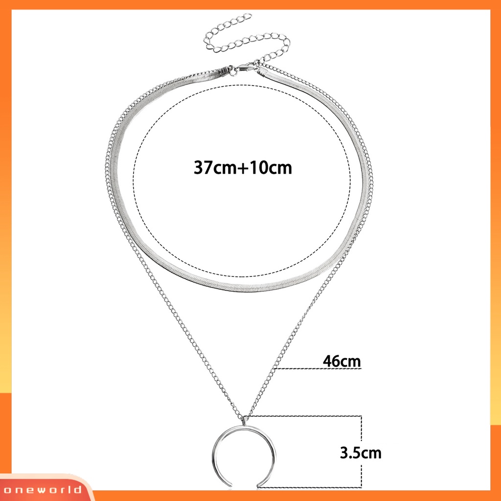 [EONE] Wanita Kalung Sabit Liontin Double Layer Keren Bergaya Snack Rantai Adjustable Alloy Kalung Aksesori Fashion