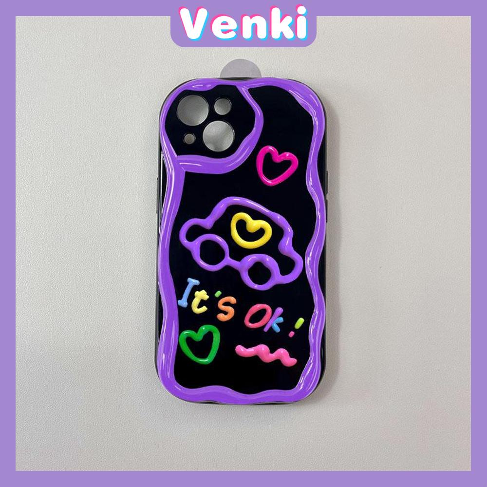 VENKI - For iPhone 11 iPhone Case 3D Curved Edge Wave Glossy Black TPU Airbag Shockproof Camera Cover Purple Car Compatible with iPhone 14 13 Pro max 12 Pro Max xr xs max 7 8Plus