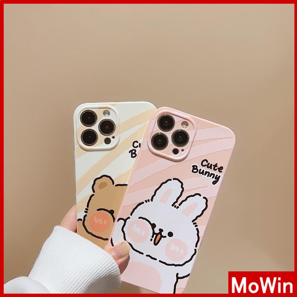 For iPhone 14 Pro Max iPhone Case Cream Glossy Soft Case TPU Shockproof Camera Cover Protection Bear Bunny Compatible with iPhone 13 Pro max 12 Pro Max 11 xr xs max 7Plus 8Plus