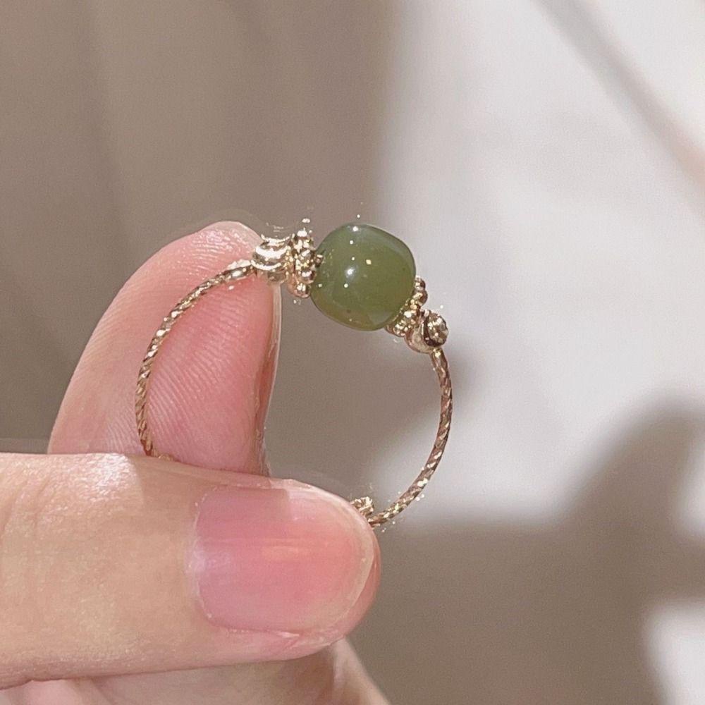 Mxbeauty Giok Terbuka Cincin Pesona Hadiah Logam Kreatif Klasik Chic Emas Unisex Ring