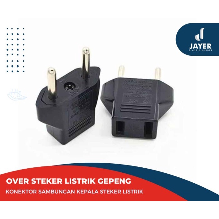 Over Steker gepeng Hitam 220 - 240 Volt Konverter Steker Listrik
