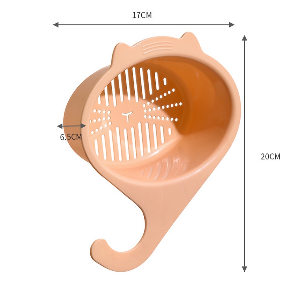 Sisa Sup Saringan Sampah Wastafel Drain Basket Bebas Pukulan Multi Fungsi Bentuk Kartun Kucing Gantung Drainer Rak Jaring Halus Lubang Wadah Penyimpanan Buah Sayur Bersih